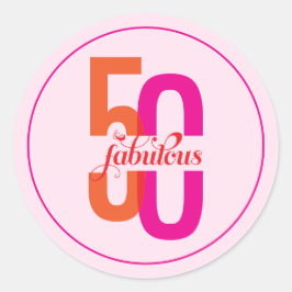 50 & Fabulous 50. Geburtstag farbenfroh Runder Aufkleber