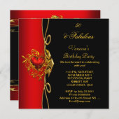 50 & Fabulous 50. Geburtstag Red Gold Hearts Einladung (Vorne/Hinten)