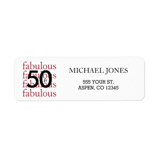50 & Fabulous 50. Geburtstags-Rücksendeadressen-Au (Vorne)