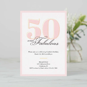 50 & Fabulous 50. Geburtstagseinladung Folieneinladung