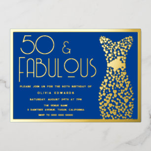 50 & Fabulous! 50. Geburtstagsparty Mitternacht &  Folieneinladung