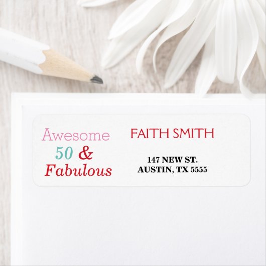 50 & Fabulous 50. Geburtstagsrücksendeadresse (Insitu)
