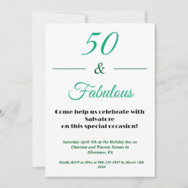 50 & Fabulous 50th Birthday Invitation Einladung