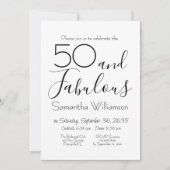 50 & Fabulous 50th Birthday Party Black Elegant Einladung (Vorderseite)