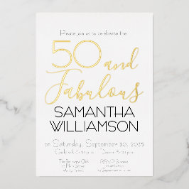 50 & Fabulous 50th Birthday Party Black Elegant Folieneinladung