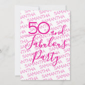 50 & Fabulous 50th Birthday Party Pink Elegant Einladung (Rückseite)