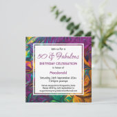 50 & Fabulous Abstrakten LILA Geburtstag Einladung (Stehend Vorderseite)