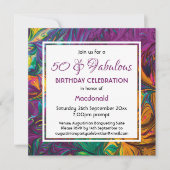 50 & Fabulous Abstrakten LILA Geburtstag Einladung (Vorderseite)