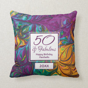 50 & Fabulous Abstrakter LILA Zollsatz Kissen