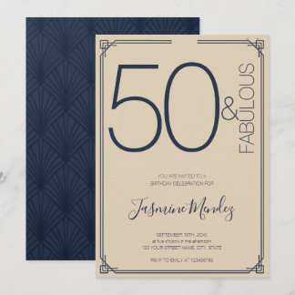 50 & Fabulous Art Deco Elegante Geometrische Gebur Einladung