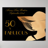 50 & Fabulous Art Deco Elegantes Gold 50. Geburtst Poster (Vorne)