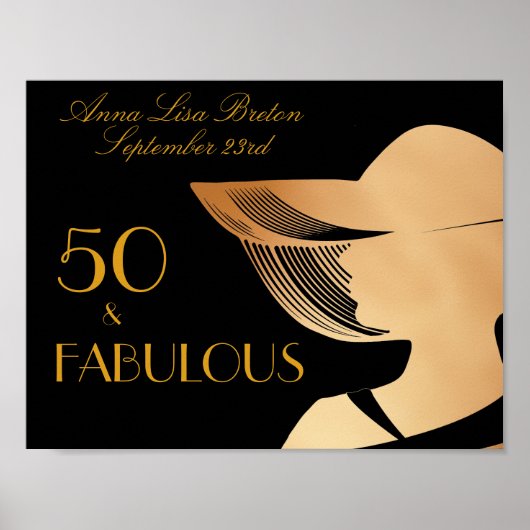 50 & Fabulous Art Deco Elegantes Gold 50. Geburtst Poster (Vorne)