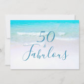 50 Fabulous Beach Blue Modern Foto Typografie Einladung (Rückseite)