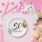 50 & Fabulous Birthday Black Gold Party Balloons Pappteller (Party)