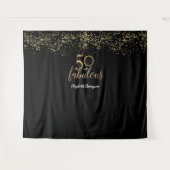 50 & Fabulous Birthday Black Gold Personalisiert Wandteppich (Vorderseite (Horizontal))
