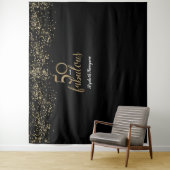 50 & Fabulous Birthday Black Gold Personalisiert Wandteppich (Beispiel)