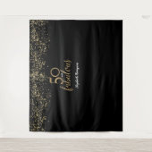 50 & Fabulous Birthday Black Gold Personalisiert Wandteppich (Vorderseite)