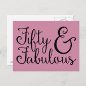 50 & Fabulous Birthday, Black Typografy (48) Postkarte (Vorne/Hinten)