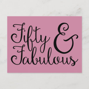 50 & Fabulous Birthday, Black Typografy (48) Postkarte