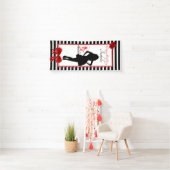 50 & FABULOUS Birthday Black/White Stripes Banner (Insitu)