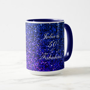 50 Fabulous Birthday Blue Glitzer Geschenk Gefalle Tasse