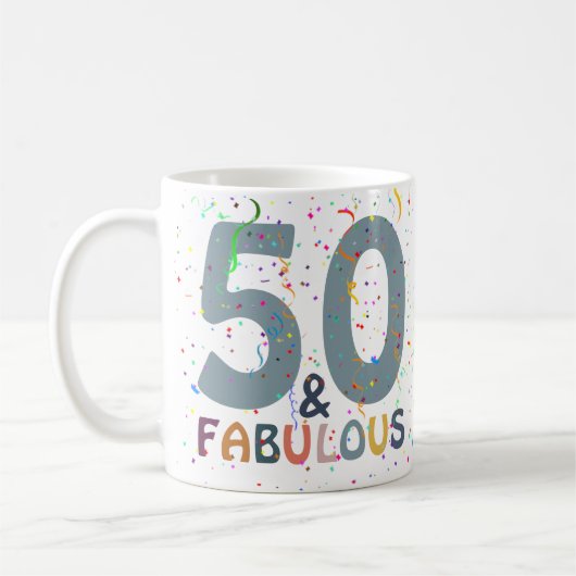 50 & Fabulous Birthday Blue Niedlich Modern Typogr Kaffeetasse (Links)