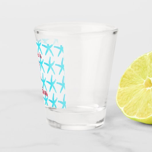 50 & Fabulous Birthday Blue Starfish Patterns Cool Schnapsglas (Rechts)