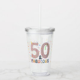 50 & Fabulous Birthday Confetti Pink Typografie Acryltrinkbecher