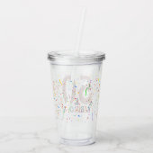 50 & Fabulous Birthday Confetti Pink Typografie Acryltrinkbecher (Rückseite)