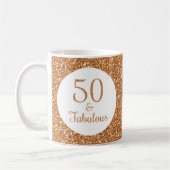 50 & Fabulous Birthday Funkelnd Gold Glitzer Kaffeetasse (Links)