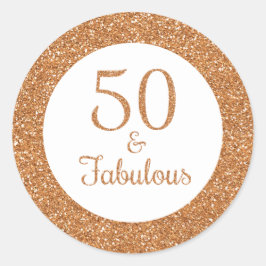 50 & Fabulous Birthday Funkelnd Gold Glitzer Runder Aufkleber