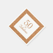50 & Fabulous Birthday Funkelnd Gold Glitzer Serviette (Ecke)