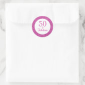 50 & Fabulous Birthday Funkelnd Pink Glitzer Runder Aufkleber (Tasche)