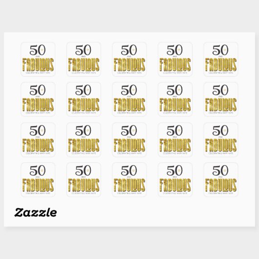50 Fabulous Birthday Gold Metallic Sticker (Blatt)