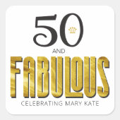 50 Fabulous Birthday Gold Metallic Sticker (Vorderseite)
