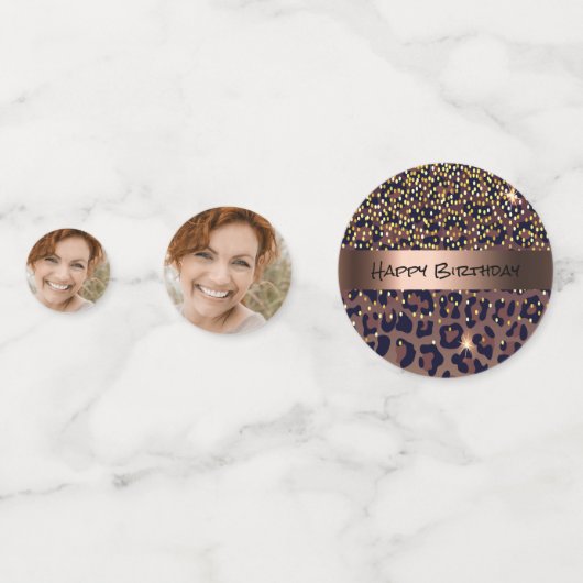 50 & Fabulous Birthday Leopard Muster Glam Name Konfetti (Rückseiten)