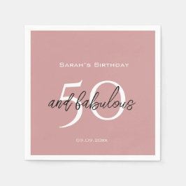 50 & Fabulous Birthday Modern Dusty Pink Girly Serviette