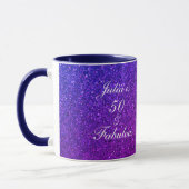 50 Fabulous Birthday Pink Lila Glitzer Geschenk 20 Tasse (Links)