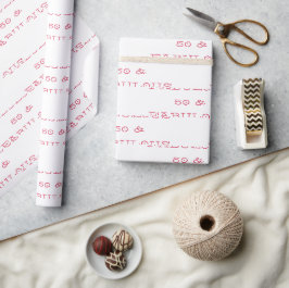 50 & Fabulous Birthday Pink Text Wrapping Paper Geschenkpapier