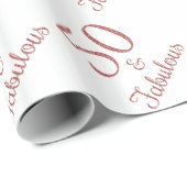 50 & Fabulous Birthday Rose Gold Glitzer Geschenkpapier (Rolleneckpunkt)