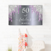50 fabulous birthday silver purple glitter glaser banner (Insitu)