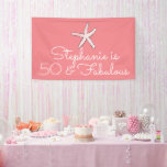 50 Fabulous Birthday Starfish Beach Salmon Pink Banner<br><div class="desc">Designed for the 50 and fabulous birthday in salmon pink background with starfish design! Personalize by editing the text template for name as you want.</div>