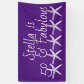 50 & Fabulous Birthday Starfish Muster Lila Banner (Vertikal)