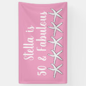 50 & Fabulous Birthday Starfish Muster Rosa Weiß Banner (Vertikal)