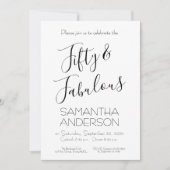 50 & Fabulous Black Elegant 50th Birthday Party Einladung (Vorderseite)