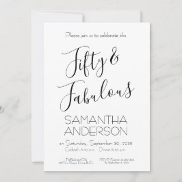 50 & Fabulous Black Elegant 50th Birthday Party  Einladung