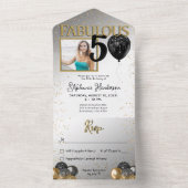 50 & Fabulous Black Gold Glam All in One Einladung (Innen Boden)