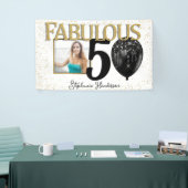 50 & Fabulous Black Gold Glam Foto Banner (Messeveranstaltung)