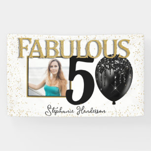 50 & Fabulous Black Gold Glam Foto Banner