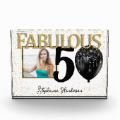 50 & Fabulous Black Gold Glam Foto Block (Vorderseite)